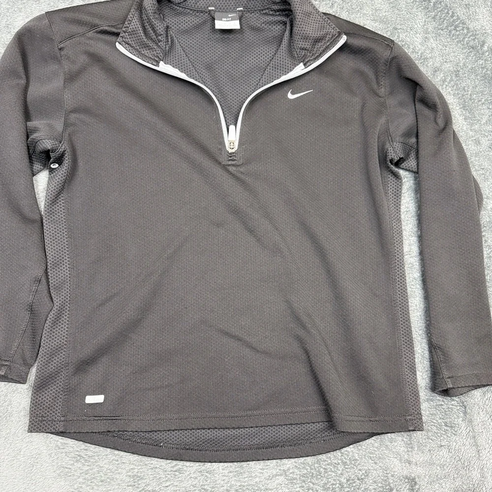 Nike Dri‎ Fit Kids Size L 14-16 Long Sleeve 1/4 Zip Pullover Shirt Gray